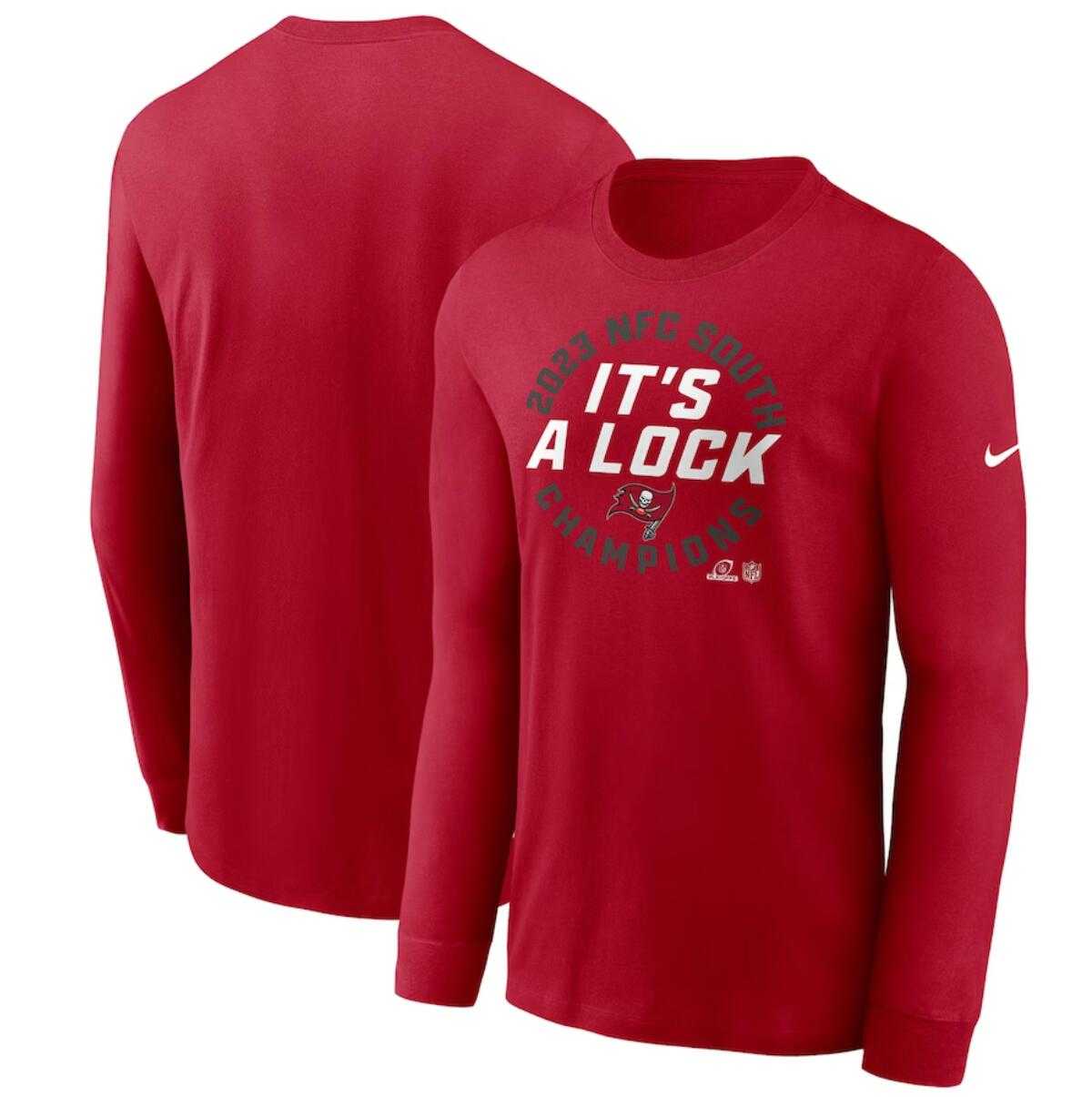 Men's Tampa Bay Buccaneers Red 2023 NFC South Division Champions Locker Room Trophy Collection Long Sleeve T-Shirt,We sell and wholesale Men's Tampa Bay Buccaneers Red 2023 NFC South Division Champions Locker Room Trophy Collection Long Sleeve T-Shirt on line form chian!